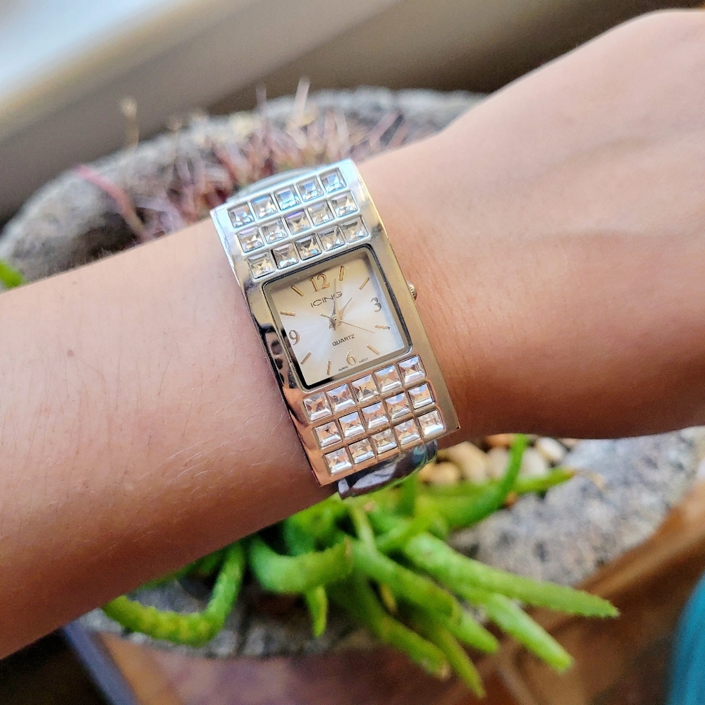 Classic Icing Silver Rhinestone Square Classic Sq… - image 2